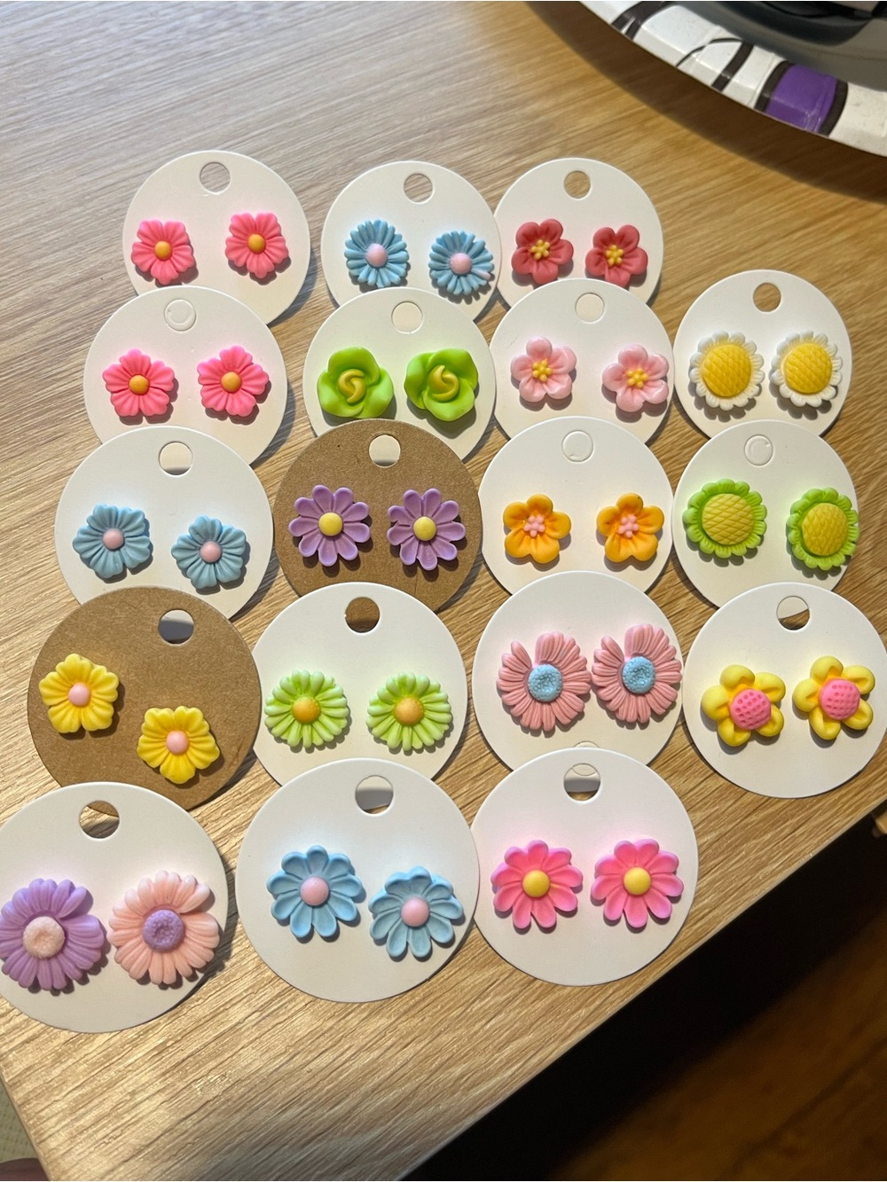 Hand Crafted Flower Earrings- One Pair!